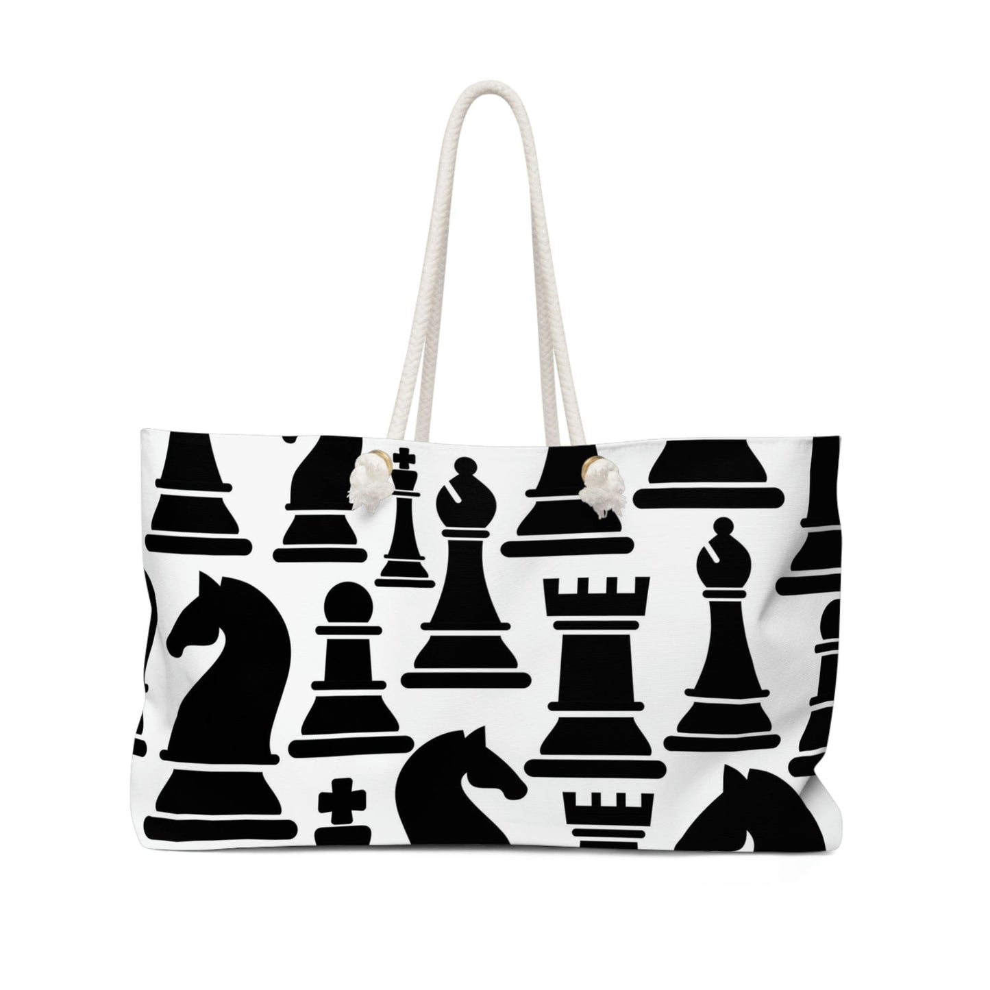 Weekender Tote Bag for Work/school/travel - Black and White Chess Print-0