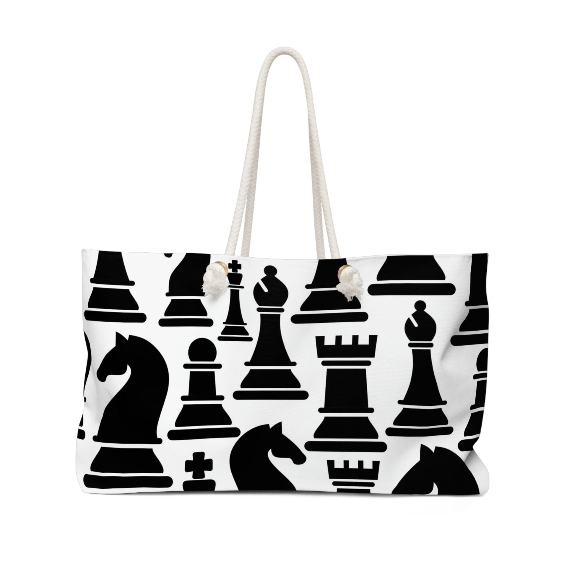 Weekender Tote Bag for Work/school/travel - Black and White Chess Print-0