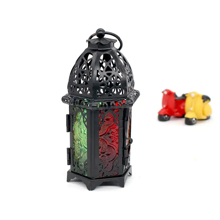 Classic Lantern Candle Holder with Iron and Glass
