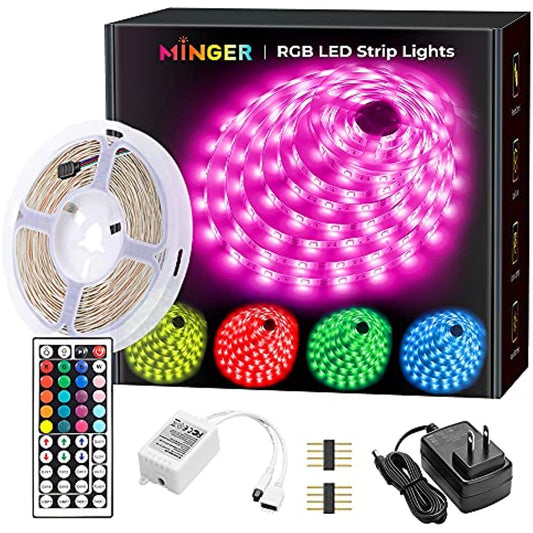 MINGER LED Strip Lights 16.4ft, RGB Color Changing LED Lights for Home, Kitchen,