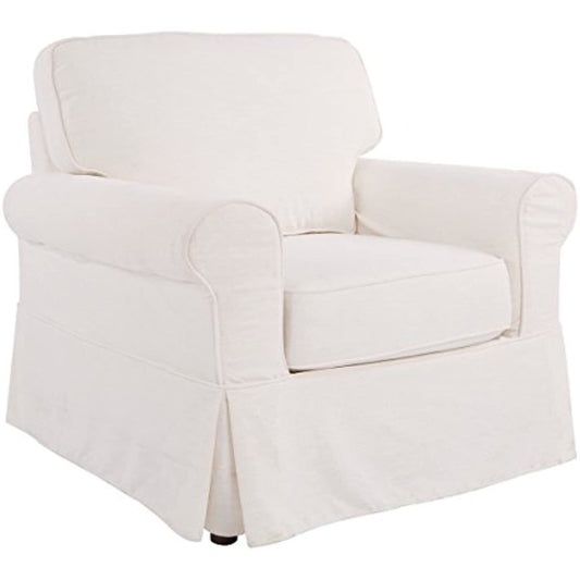 OSP Home Furnishings Ashton Slipcover Round Arm Chair, Ivory